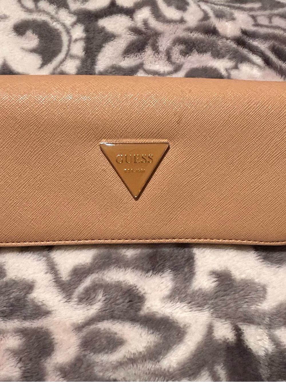 GUESS Beige Tan Triangular Logo Wallet